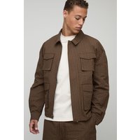 Tall karierte Oversize Cargo-Shacket - Braun - 2XL, Braun Tall karierte Oversize Cargo-Shacket - Braun - 2XL, Braun von boohooman