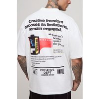 Tall Oversize T-Shirt mit Creative Freedom Print - Weiß - XL, Weiß von boohooman