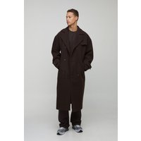 Tall Oversized Double Breasted Trench Overcoat in Chocolate von boohooman