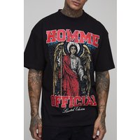 Tall Oversized Extended Neck Homme Gothic Renaissance Print T-Shirt von boohooman