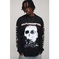 Tall langärmliges Oversize Official T-Shirt - Schwarz - L, Schwarz von boohooman