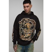 Tall Oversized Gothic Renaissance Print Hoodie - Schwarz - 2XL, Schwarz von boohooman