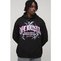 Tall Oversize Hoodie mit Gothic Renaissance Print - Schwarz - S, Schwarz von boohooman