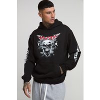 Tall Oversize Hoodie mit Gothic Totenkopf Man Print - Schwarz - S, Schwarz von boohooman