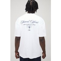 Tall Oversize T-Shirt mit Homme-Print - Weiß - XL, Weiß von boohooman