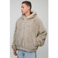Tall Oversize Jacke mit Reißverschluss - Grau - 2XL, Grau von boohooman