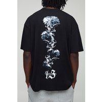 Tall Oversize T-Shirt mit Man Script Gothic Renaissance Print - Schwarz - S, Schwarz von boohooman