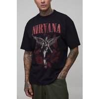 Tall Oversized Nirvana Angel License Printed T-Shirt - Schwarz - XL, Schwarz von boohooman
