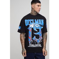 Tall Oversized OFCLMAN Varsity Print T-Shirt - Schwarz - XL, Schwarz von boohooman