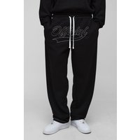 Tall Oversize Official Strick-Jogginghose mit Kontrast-Naht - Schwarz - XL, Schwarz von boohooman