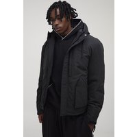 Tall Padded Drawcord Hooded Regular Fit Parka Coat In Black - Schwarz - XL, Schwarz Tall Padded Drawcord Hooded Regular Fit Parka Coat In Black - Schwarz - XL, Schwarz von boohooman