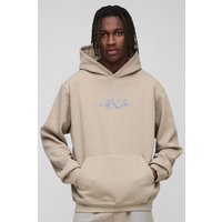 Tall Hoodie mit Palmen-Print - Grau - L, Grau von boohooman