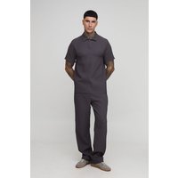 Tall Poloshirt & schmale Hose - Grau - M, Grau von boohooman