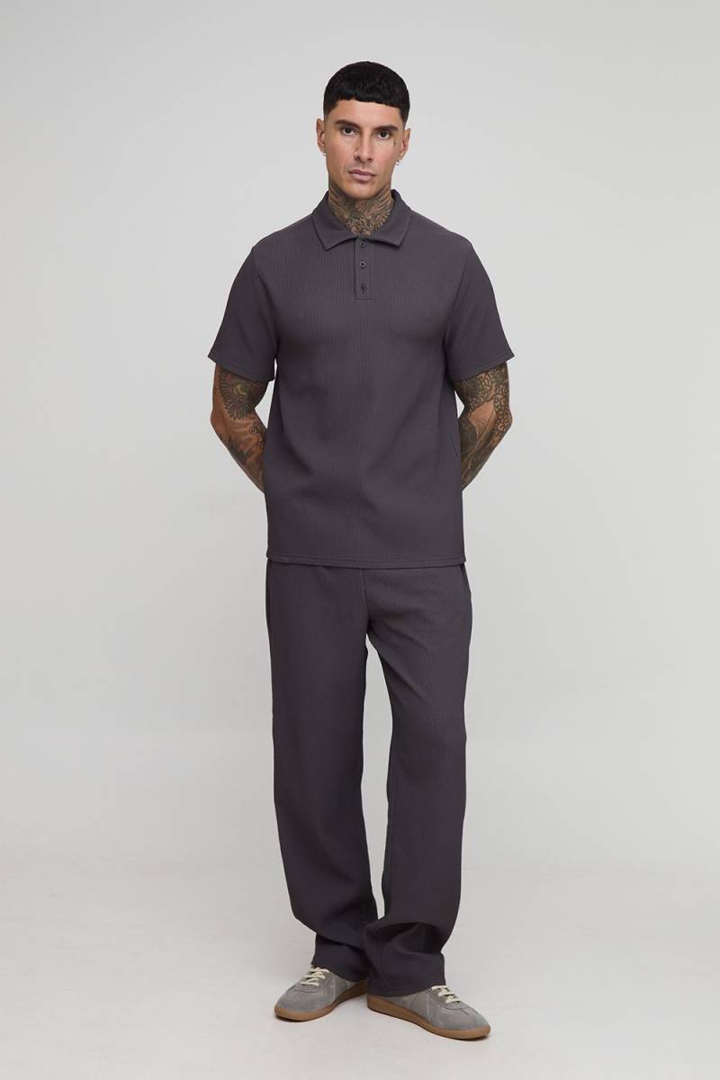 Tall Poloshirt & schmale Hose - Grau - M, Grau von boohooman