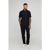 Tall Poloshirt & schmale Hose - Schwarz - L, Schwarz von boohooman