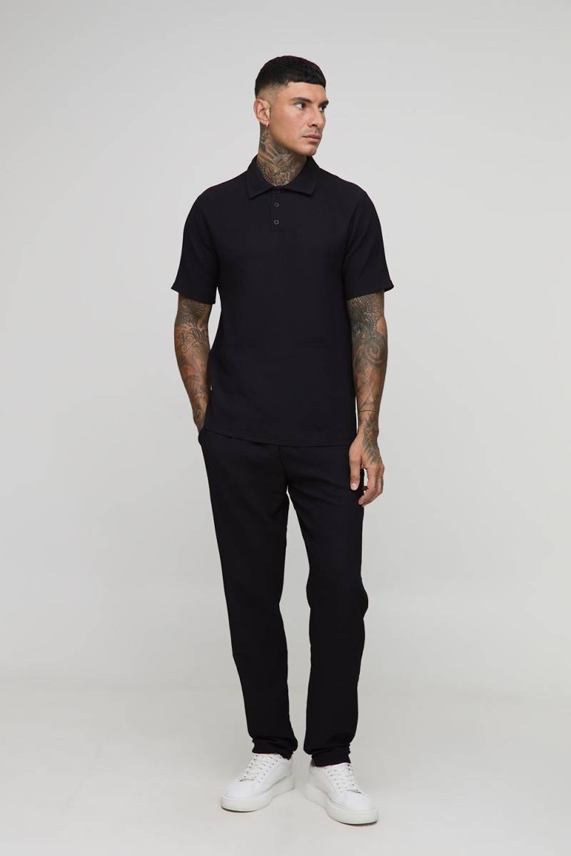 Tall Poloshirt & schmale Hose - Schwarz - M, Schwarz von boohooman