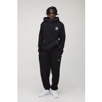 Tall Hoodie mit B-Stickerei & Oversize Jogginghose - Schwarz - S, Schwarz von boohooman