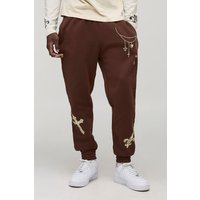 Tall Jogginghose mit Ketten-Print - Braun - M, Braun von boohooman