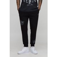 Tall Jogginghose mit Worldwide-Print - Schwarz - M, Schwarz von boohooman
