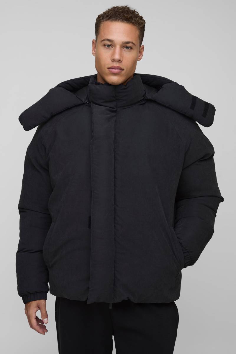 Tall Regular Fit Man Extreme Heavy Padded Hooded Puffer Coat In Black - Schwarz - 2XL, Schwarz von boohooman