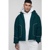 Tall gepolsterter Nylon-Parka mit Paspel-Detail - Grün - 2XL, Grün von boohooman