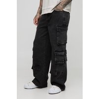 Tall lockere Cargo-Jeans mit Acid-Waschung - Grau - 38, Grau von boohooman