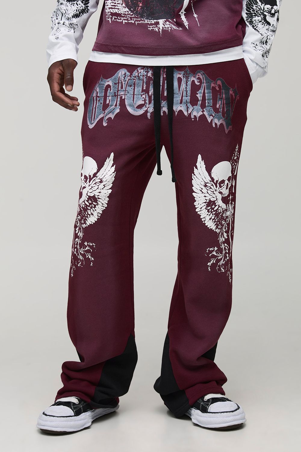 Tall lockere Jogginghose mit Totenkopf-Print - Rot - XL, Rot Tall lockere Jogginghose mit Totenkopf-Print - Rot - XL, Rot von boohooman