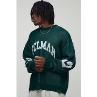 Tall zerrissener Oversize Strick-Pullover - Grün - L, Grün von boohooman