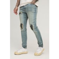 Tall Rip & Repair Stonewash Skinny Jeans mit Reißverschluss Tall Rip & Repair Stonewash Skinny Jeans mit Reißverschluss von boohooman