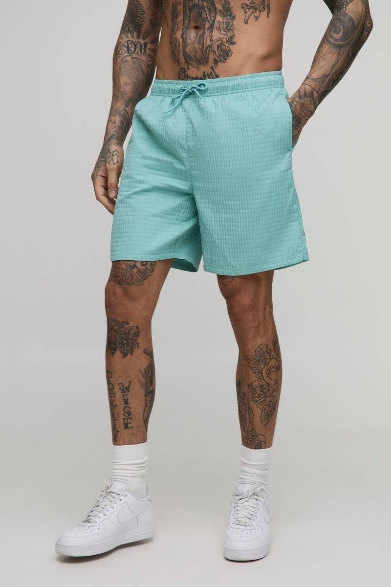 Tall mittellange Ripstop Badehose - Petrol - XL, Petrol von boohooman