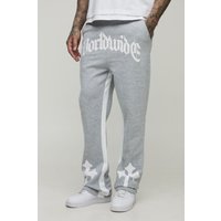 Tall Schlag-Jogginghose mit Worldwide Kreuz-Print - Grau - L, Grau von boohooman