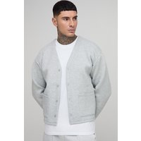 Tall kastiger Oversize Cardigan mit Stickerei - Grau - L, Grau von boohooman