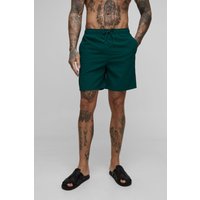 Tall mittellange karierte Seersucker Badehose - Grün - S, Grün von boohooman