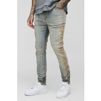 Tall Skinny Jeans mit Applikation - Blau - 40, Blau von boohooman