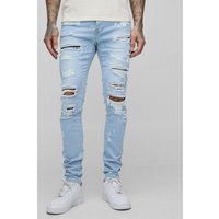 Tall Skinny Stretch All Over Rip Bleached Jeans - light wash - 34, light wash Tall Skinny Stretch All Over Rip Bleached Jeans - light wash - 34, light wash von boohooman