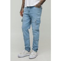 Tall Slim-Fit Cargo-Jeans mit Naht-Detail - light wash - 38, light wash Tall Slim-Fit Cargo-Jeans mit Naht-Detail - light wash - 38, light wash von boohooman
