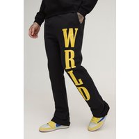 Tall Slim-Fit Jogginghose mit Worldwide-Print - Schwarz - M, Schwarz von boohooman