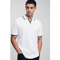 Tall Slim-Fit Pique Poloshirt - Weiß - S, Weiß von boohooman