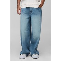 Tall lockere Jeans mit Sternen-Streifen - light wash - 34, light wash von boohooman