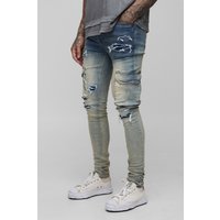 Tall Stonewash Multi Rip Super Skinny Cargo Jeans - 40, stonewash Tall Stonewash Multi Rip Super Skinny Cargo Jeans - 40, stonewash von boohooman
