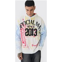 Tall Strick-Hoodie mit Twenty Triangle Print von boohooman