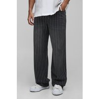 Tall lockere Jeans mit Streifen - Grau - 34, Grau von boohooman