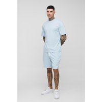 Tall T-Shirt & Shorts mit Man Stickerei von boohooman
