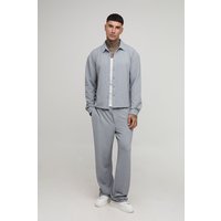 Tall strukturiertes kastiges Oversize Jersey-Hemd und lockere Hose - Grau - L, Grau Tall strukturiertes kastiges Oversize Jersey-Hemd und lockere Hose - Grau - L, Grau von boohooman
