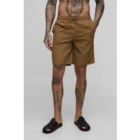 Tall strukturierte Badehose - Braun - 2XL, Braun von boohooman