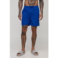 Tall strukturierte mittellange Badehose - Grau - M, Grau von boohooman