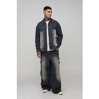 Tall Tinted Washed Boxy Oversized Denim Jacket - Grau - XL, Grau von boohooman