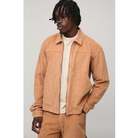 Tall Washed Cord Relaxed Boxy Worker Jacket - Beige - M, Beige von boohooman