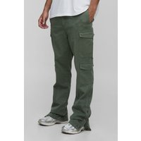 Tall Slim-Fit Schlaghose mit Taschen - Khaki - 34, Khaki von boohooman