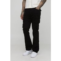 Tall Slim-Fit Schlaghose mit Taschen - Schwarz - 32, Schwarz von boohooman